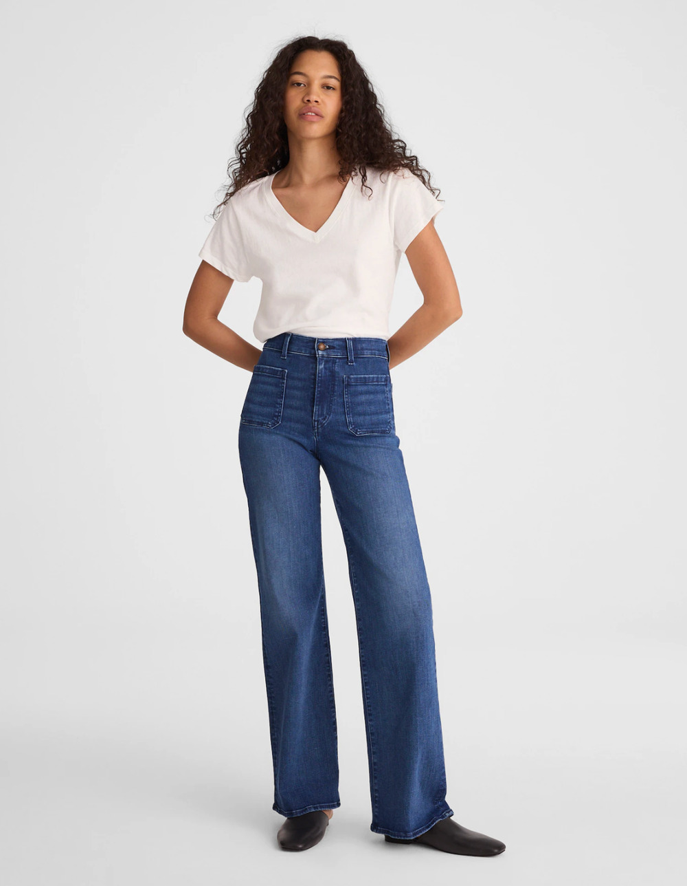Madewell The Petite Emmy Wide Leg Jean Pelion Wash Super Stretch Blue 30P NWT